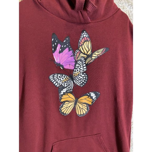 No Boundaries Women's Tunic Hoodie Large 11-13 Butterfly Graphic Logo - Picture 3 of 12